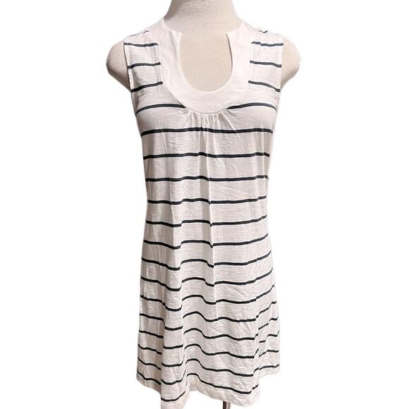 Banana Republic Mini Cotton Dress White/Blue Striped Size S - Picture 2 of 5